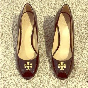 Tory Burch Peep Toe Wedges